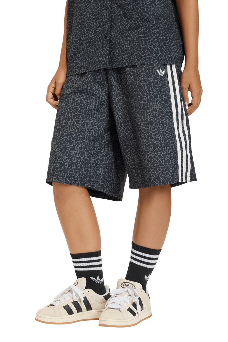 Print Long Shorts, Main, color, BLACK/ GREY SIX