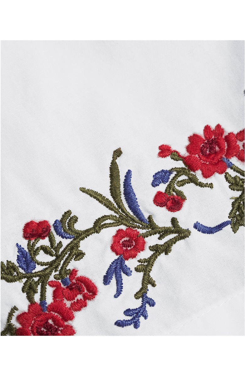 Lands' End Poplin Eyelet Back Tie Shirt, Alternate, color, Cherry Border/White