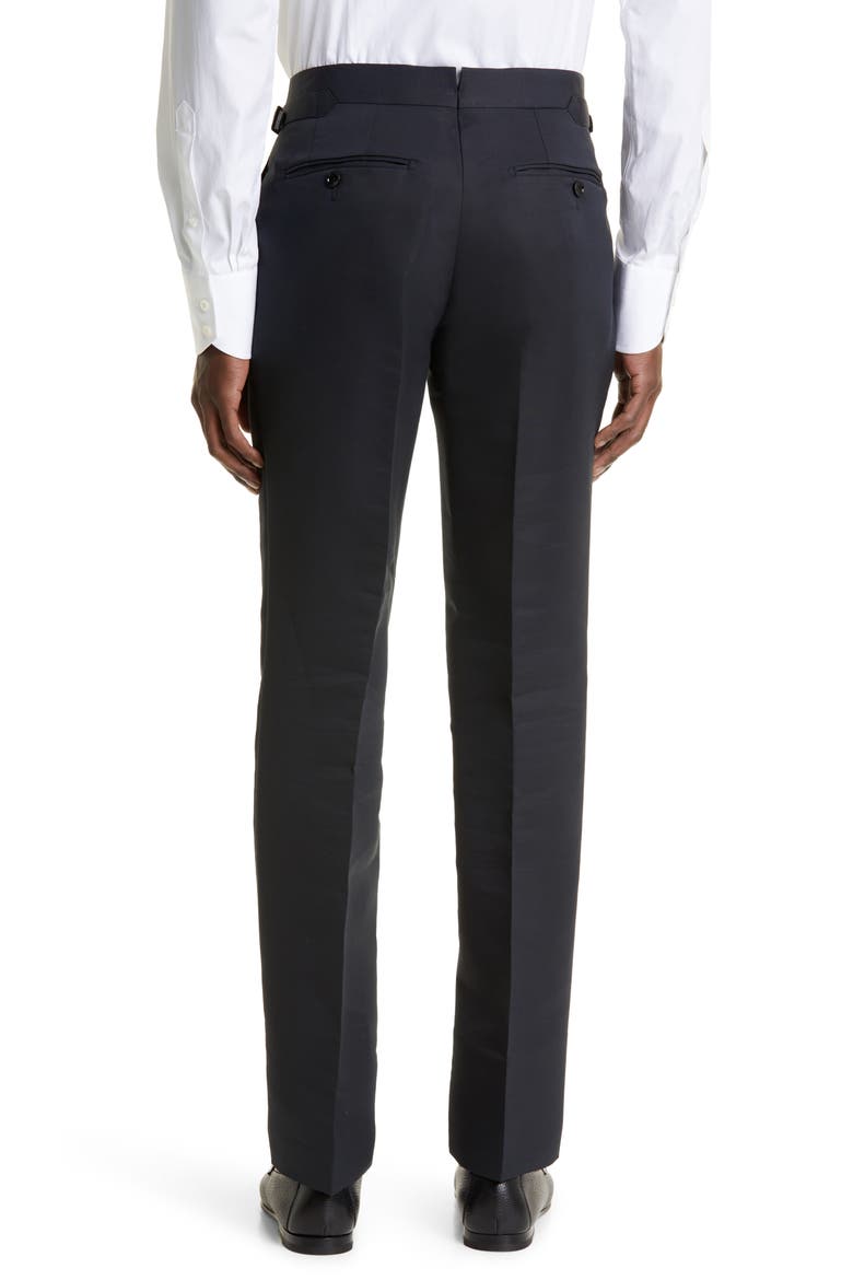 Shelton Cotton & Silk Poplin Tuxedo Pants, Alternate, color, BLACK