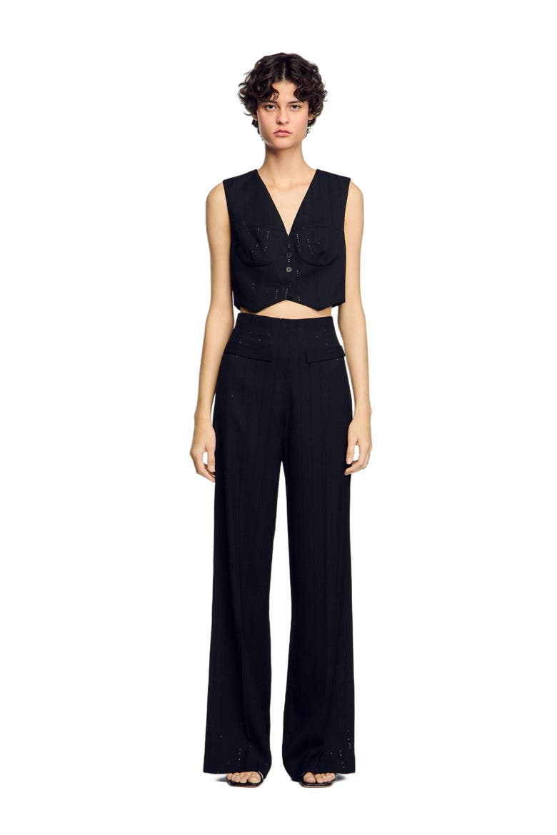 Sequinned suit trousers, Alternate, color, Black