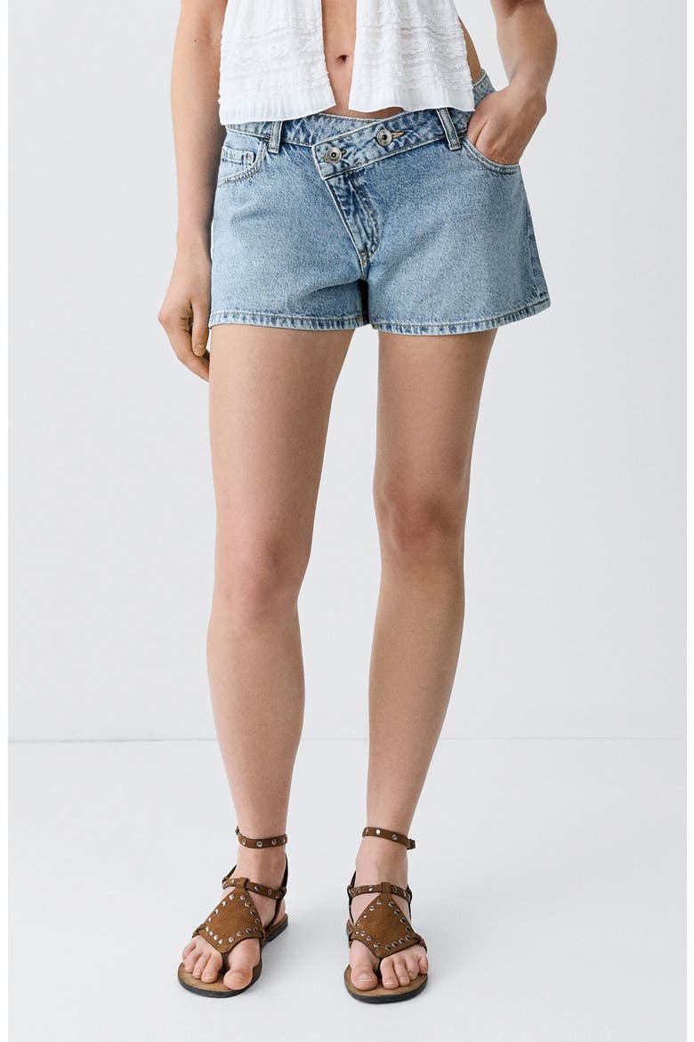 Low Waist Mini Jeans Shorts, Main, color, MEDIUM BLUE