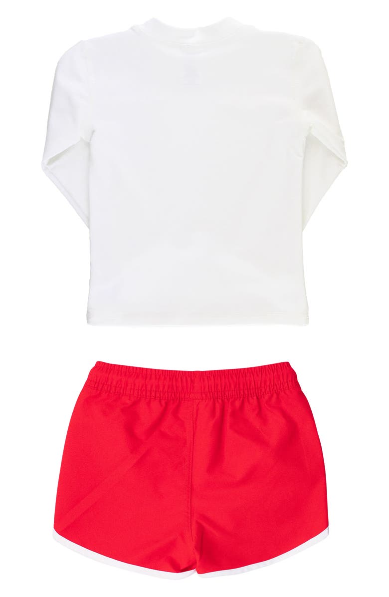 RuggedButts Long Sleeve Two-Piece Rashguard Swimsuit, Alternate, color, Red