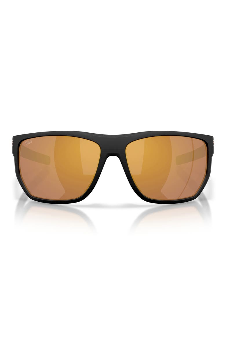 Santiago 63mm Oversize Polarized Rectangular Sunglasses, Main, color, BLACK/ GOLD