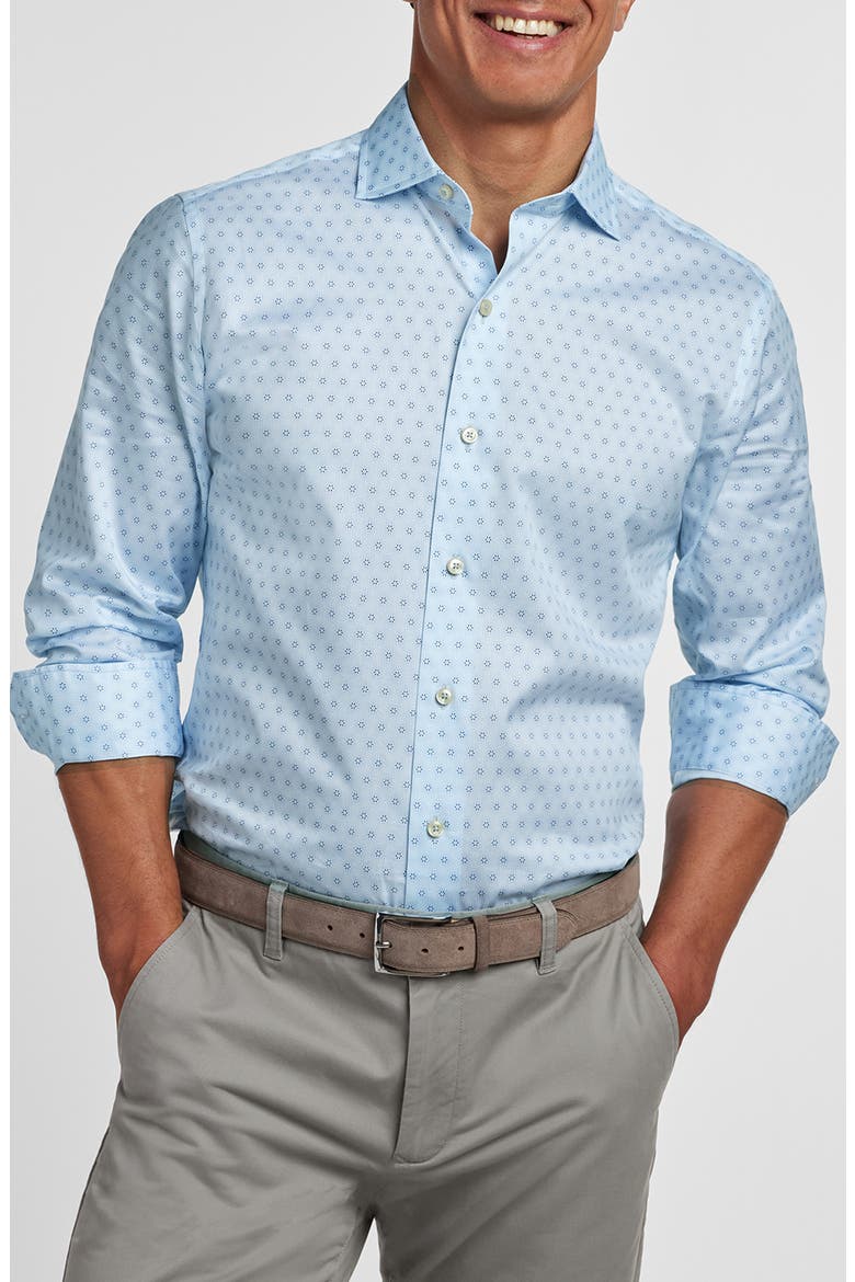 Geometric Print Sport Shirt, Alternate, color, SKY/ NAVY