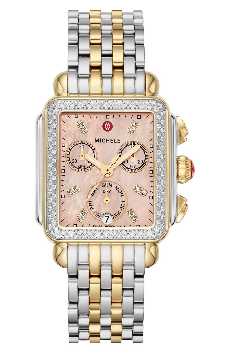 MICHELE Deco 18mm Two-Tone Bracelet Watchband, Alternate, color,