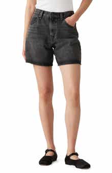 High Waist Mid Thigh Baggy Denim Shorts