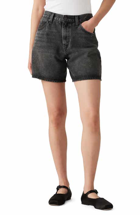 High Waist Mid Thigh Baggy Denim Shorts