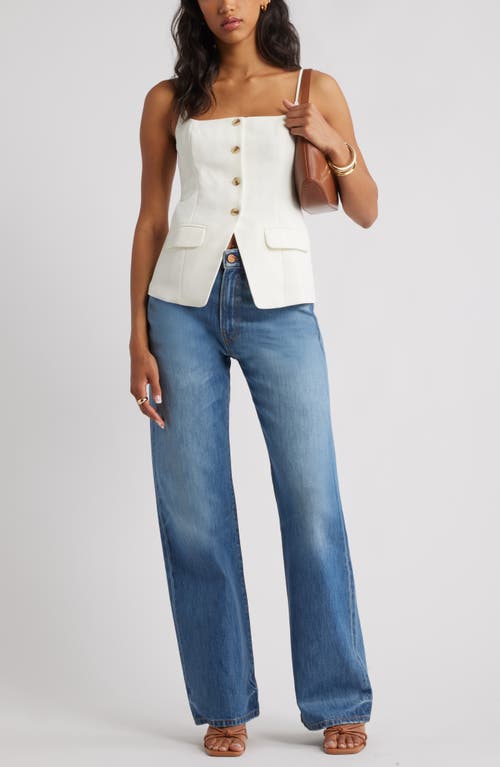 Open Edit Button Front Suiting Camisole In White