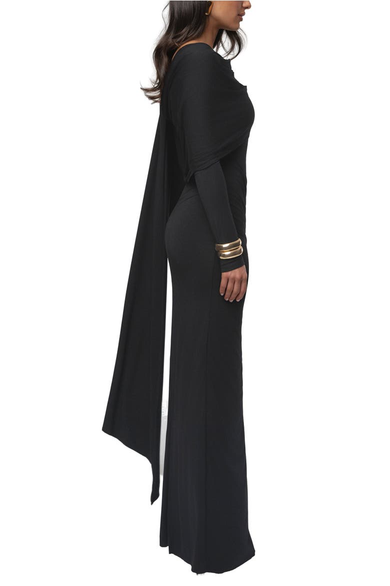 Glitz Asymmetric Maxi Dress, Alternate, color, Black