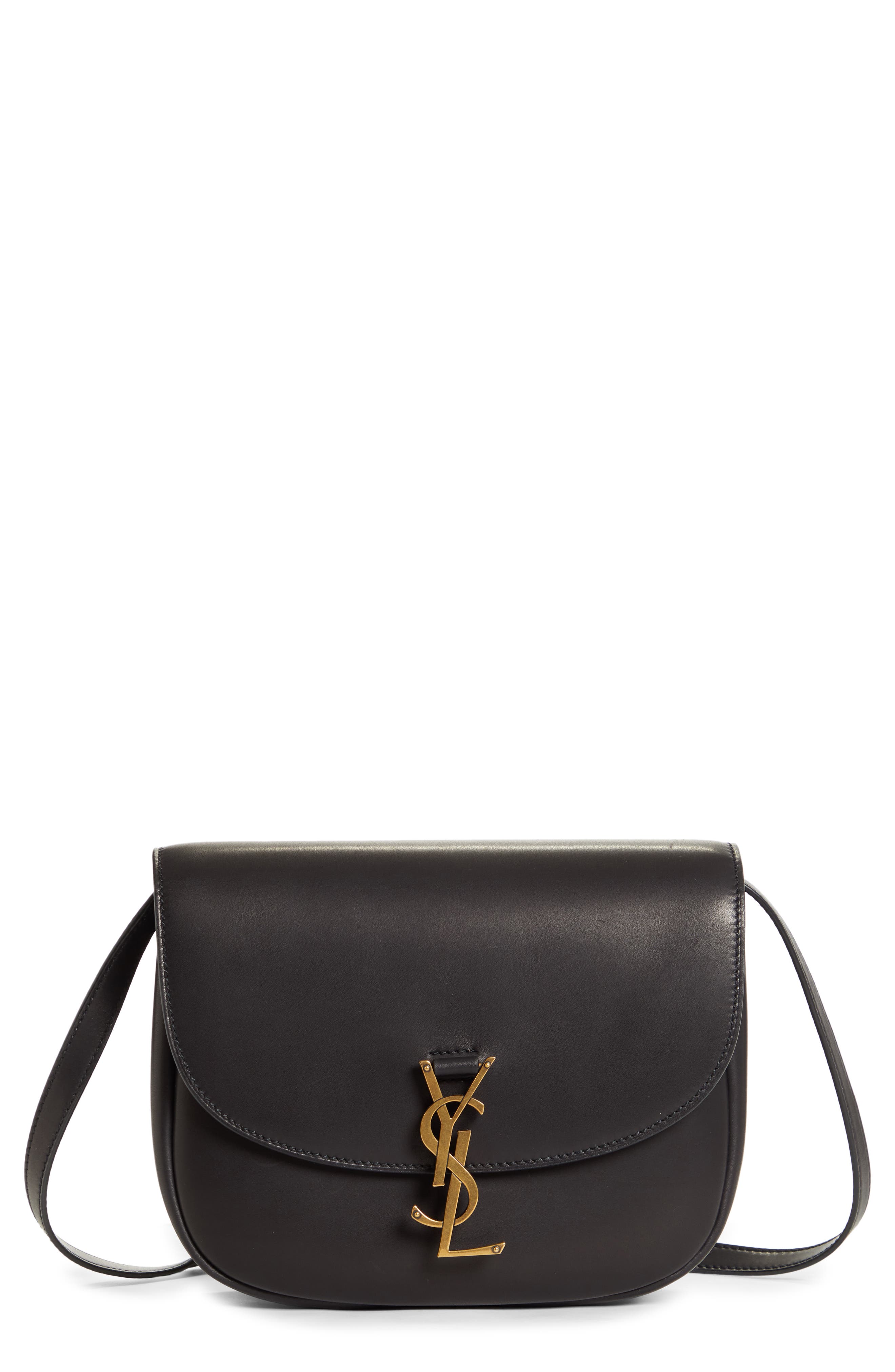 Large Kaia Monogram Leather Crossbody Bag, Main, color, NOIR