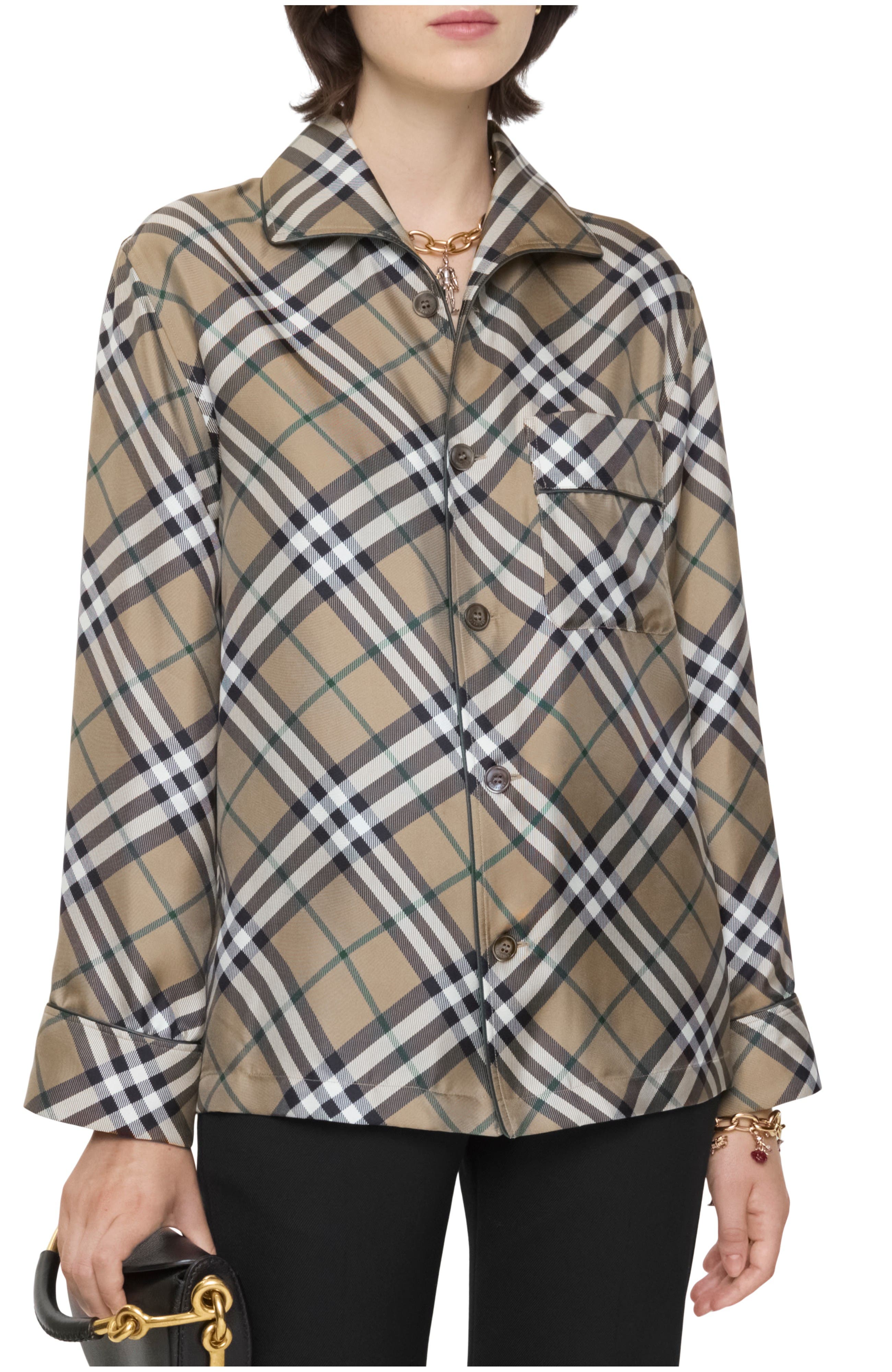 Check Silk Pyjama Shirt