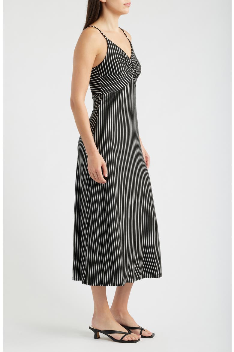 Strappy Twist Midi Dress, Alternate, color, BLACK