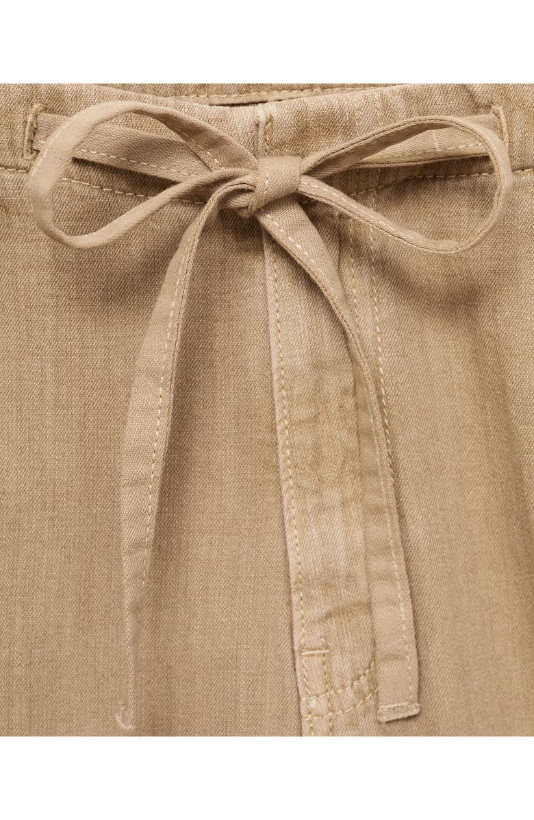 MANGO Drawstring Cotton & Linen Wide Leg Pants, Alternate, color, Sand