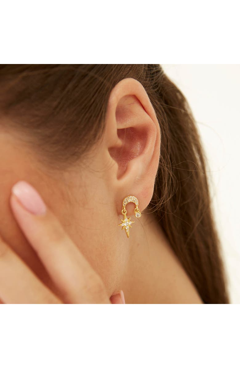 Spero London Sterling silver Dangle Drop Northernstar Stud Earring, Alternate, color, Gold