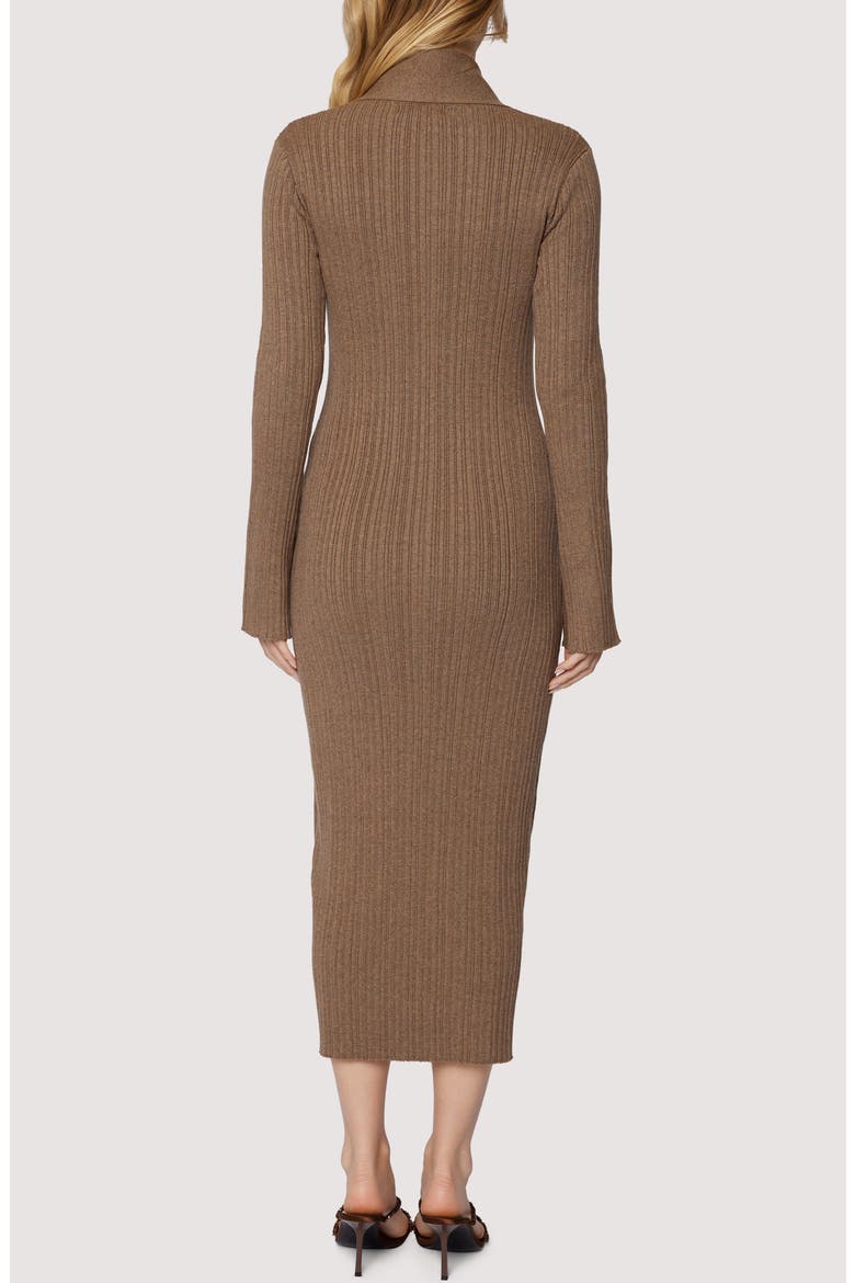 Viviette Long Sleeve Rib Maxi Dress, Alternate, color, SEPIA