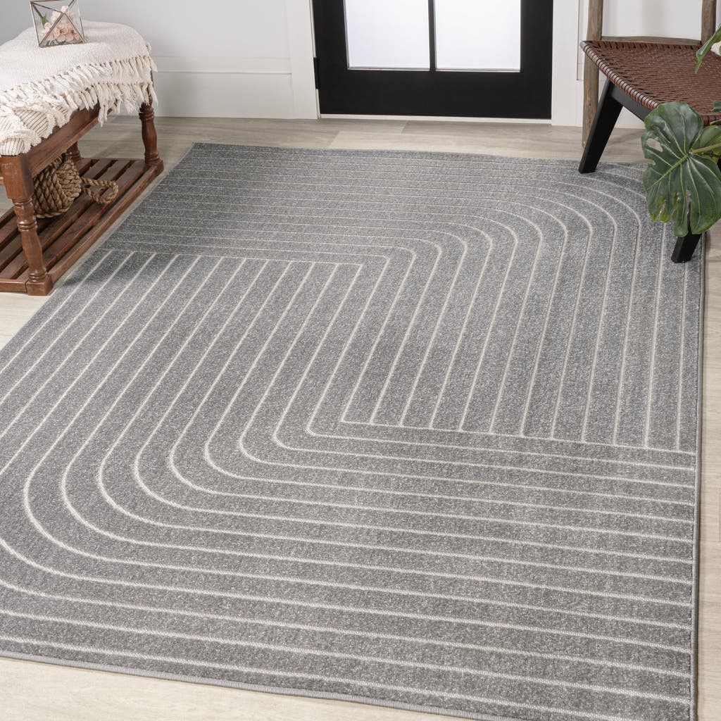 Jonathan Y Odense High-low Minimalist Angle Geometric Indoor/outdoor Area Rug In Gray/ivory