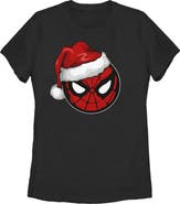 Marvel Women's Marvel Christmas Spider-Man Santa Hat  Graphic T-Shirt
