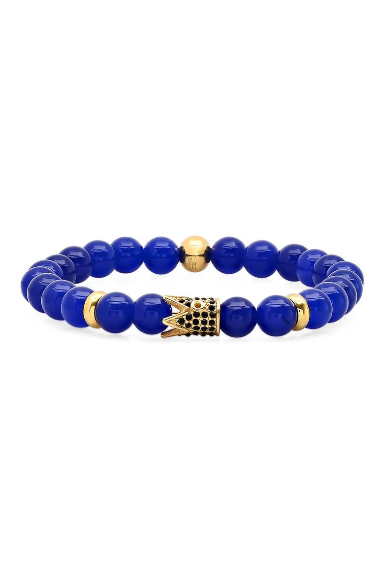 Men's Agate Beaded Bracelet, Main, color, BLUE/ GOLD
