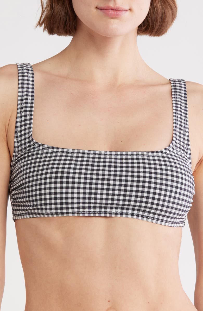Good American Gingham Square Neck Bikini Top, Main, color,