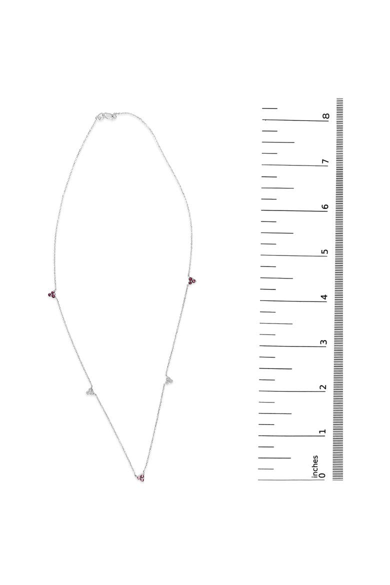 14K White Gold 1/5 Cttw Diamond and Ruby Tri Station Necklace, Alternate, color, White Gold