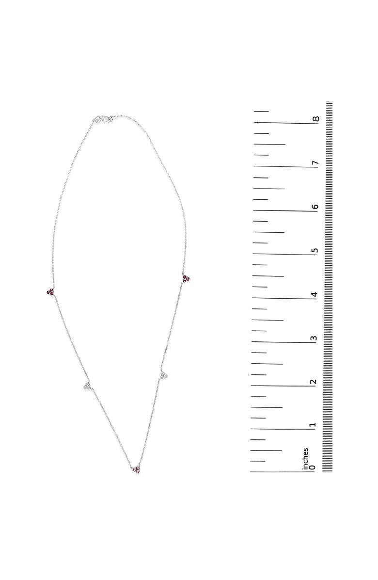 Haus of Brilliance 14K White Gold 1/5 Cttw Diamond and Ruby Tri Station Necklace, Alternate, color, White Gold