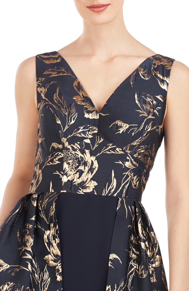 Kay Unger Sterling Metallic Jacquard Gown, Alternate, color, 