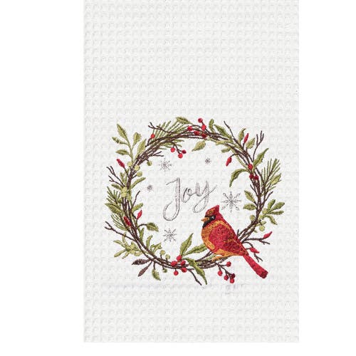 C & F Home C&f Home Joy Cardinal Embroidered Waffle Weave Kitchen Towel In Multi