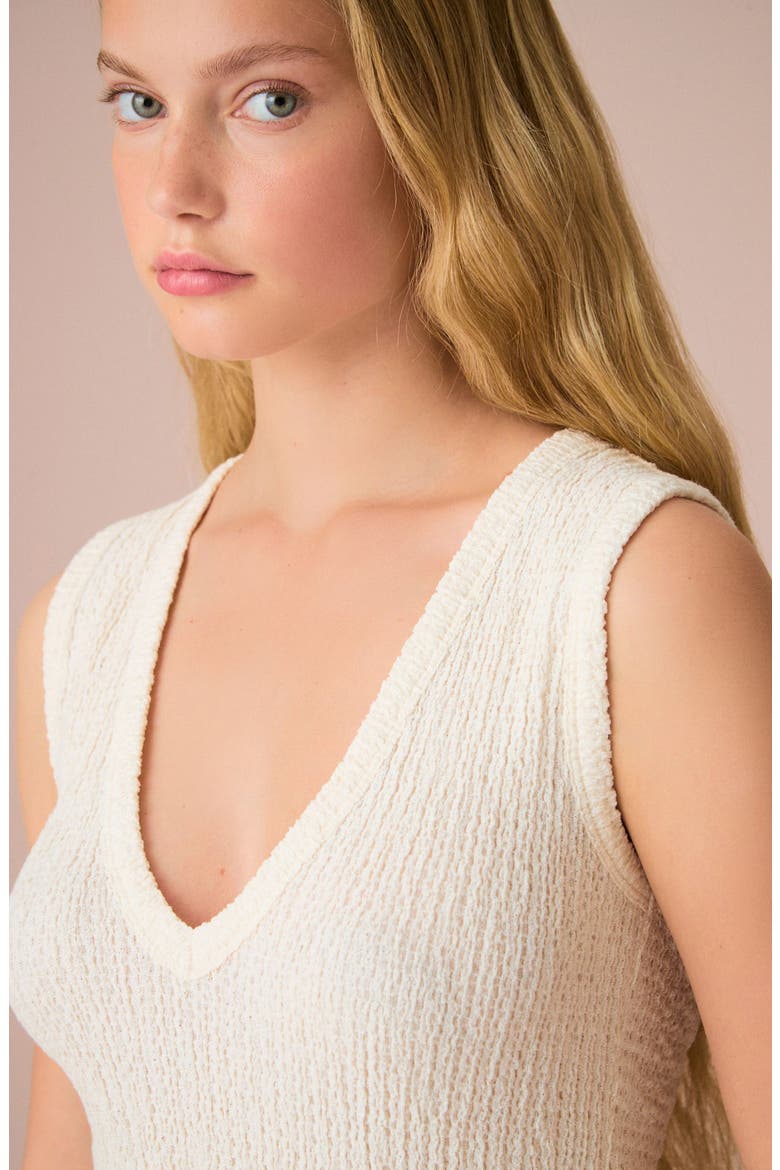 Textured V-Neck Sleeveless Knit Top, Alternate, color, NEUTRAL