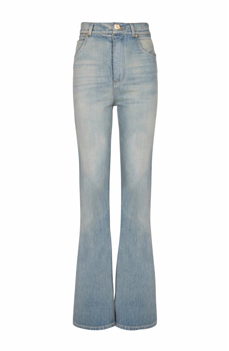 Balmain Flared-Fit Denim Jeans, Alternate, color, Blue