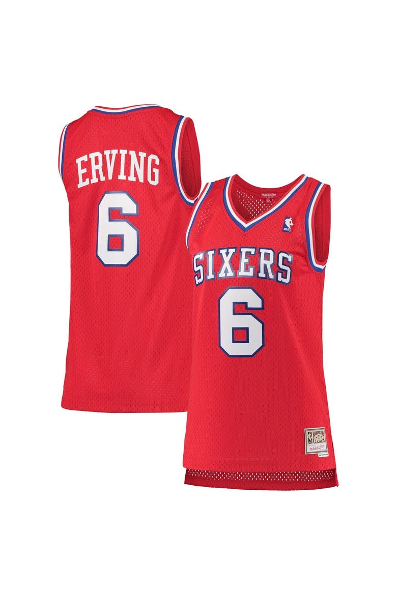Women's Mitchell & Ness Julius Erving Red Philadelphia 76ers 1982-83 Hardwood Classics Swingman Jersey, Main, color, Red