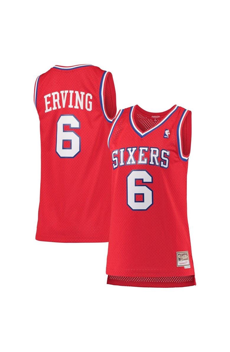 Mitchell & Ness Women's Mitchell & Ness Julius Erving Red Philadelphia 76ers 1982-83 Hardwood Classics Swingman Jersey, Main, color, 