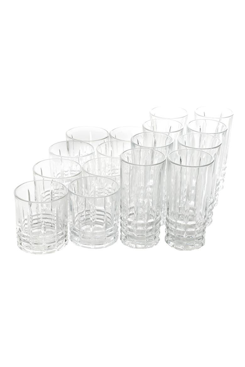 Jewelite 16 Piece Tumbler and Double Old Fashioned Glass Set, Alternate, color, Clear