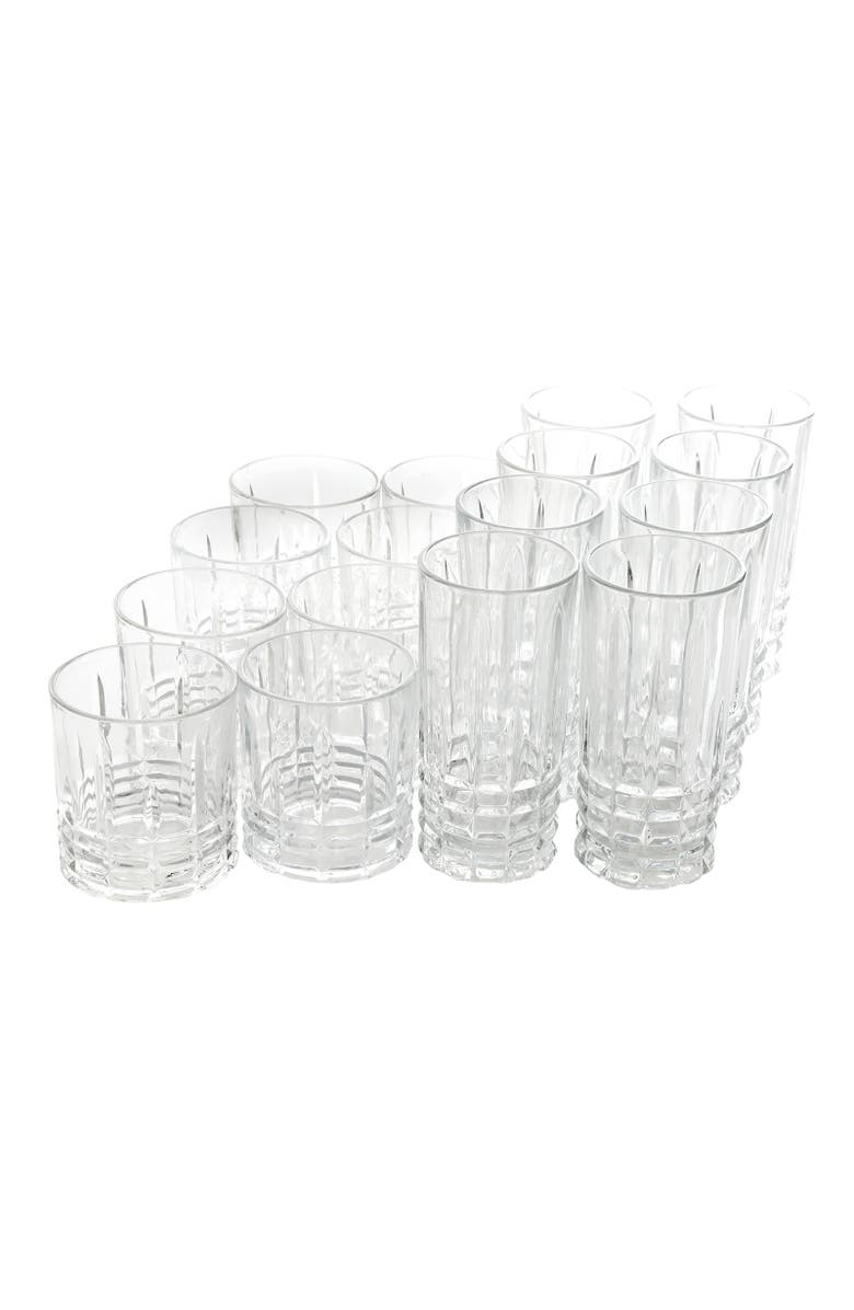 Gibson Home Jewelite 16 Piece Tumbler and Double Old Fashioned Glass Set, Alternate, color, Clear