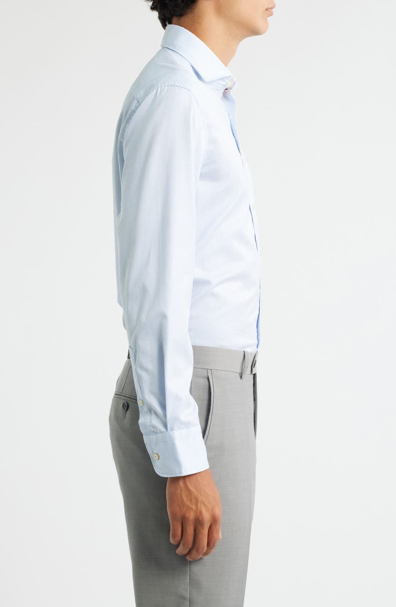 1863 by Eterna Stripe Non-Iron Cotton Twill Dress Shirt, Alternate, color, Sky