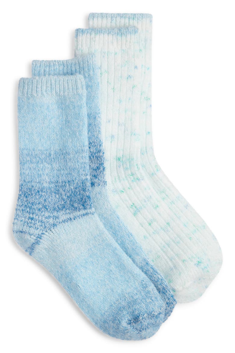 Assorted 2-Pack Brushed Crew Socks, Main, color, BLUE STRIPE PACK