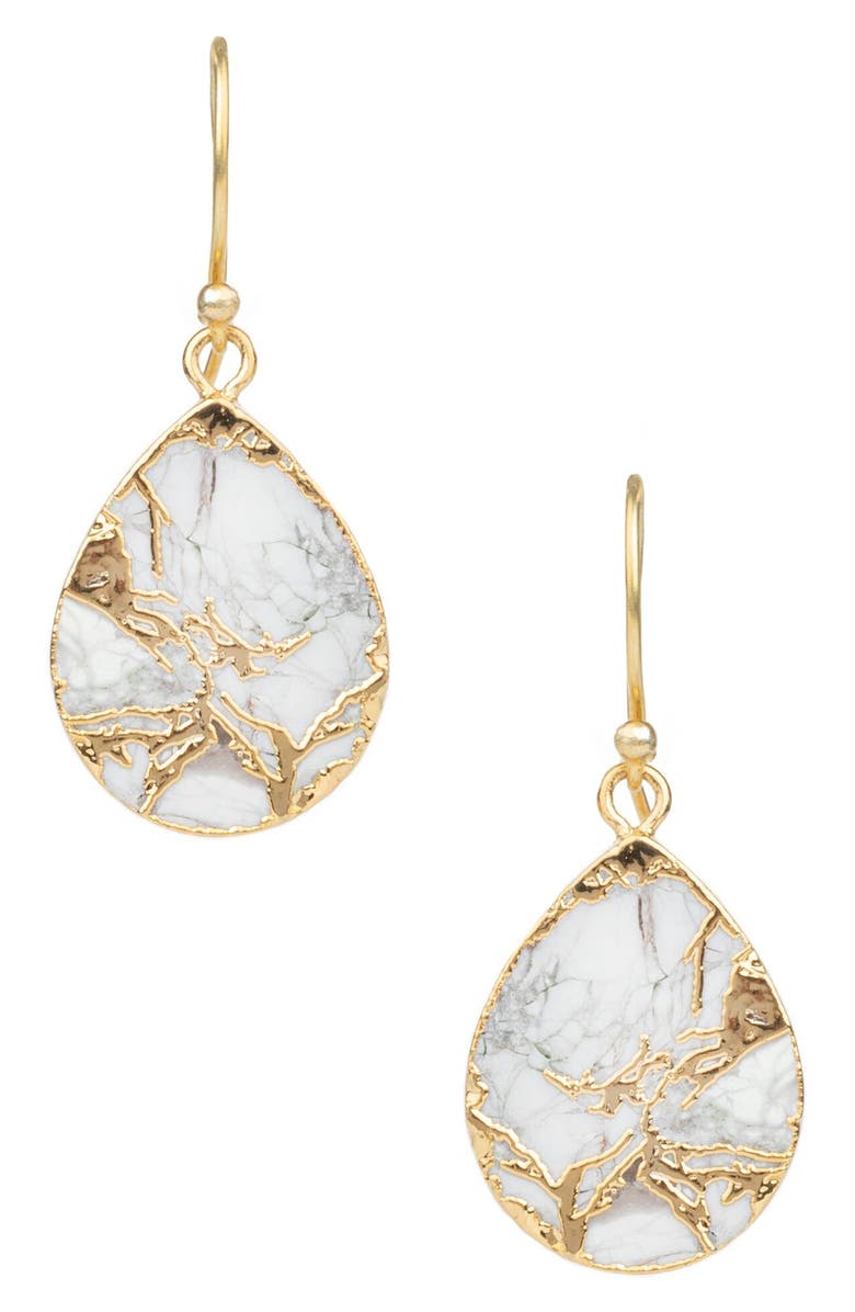 SAACHI 18K Gold Plated Mojave Turquoise Teardrop Earrings, Main, color, 