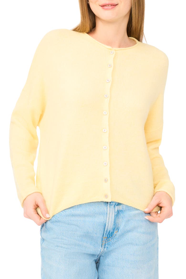 Roll Neck Cardigan, Main, color, LEMON CREAM-