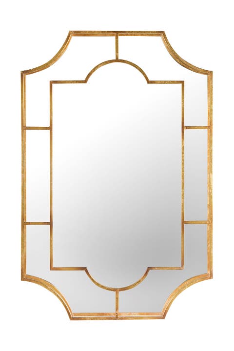 Art Deco Metal Framed Wall Mirror, Gold