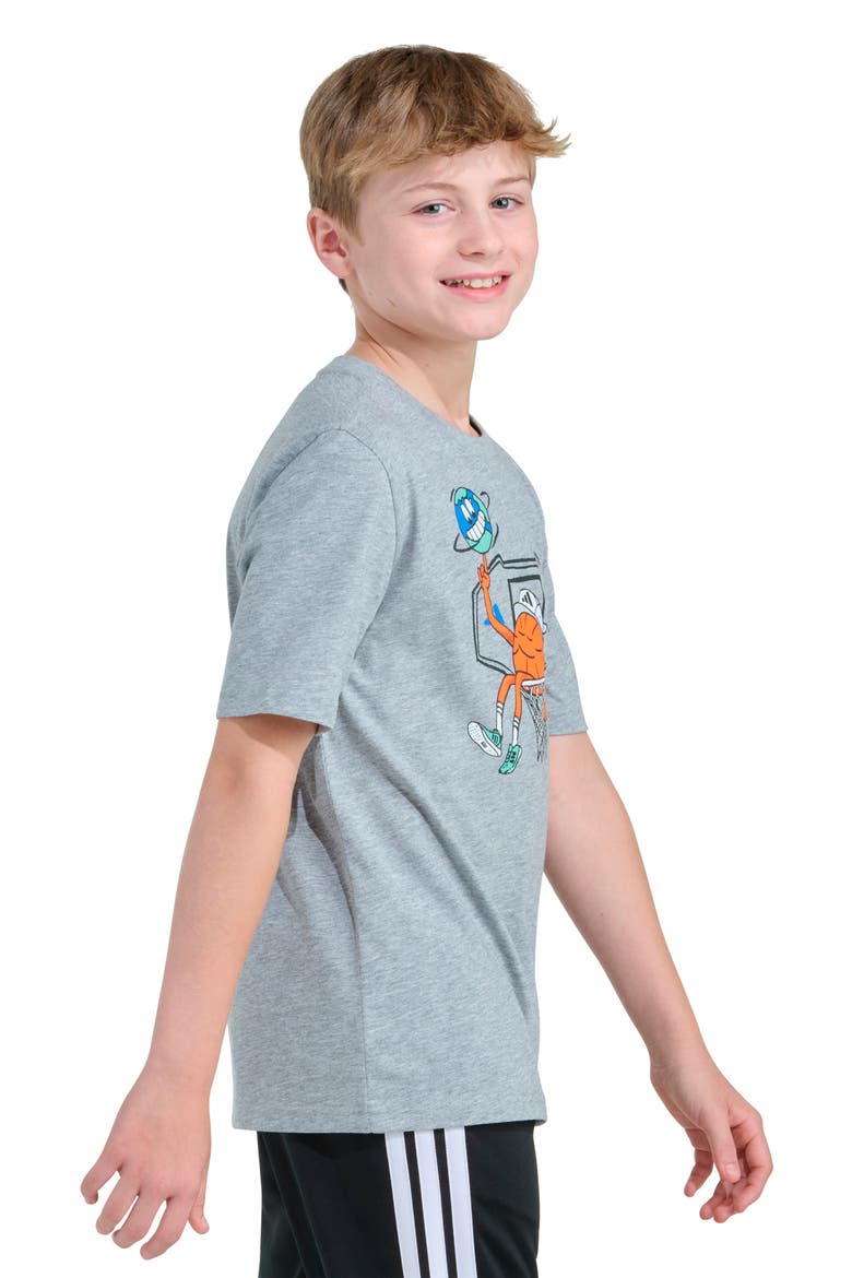Kids' Basketball Doodle Graphic T-Shirt, Alternate, color, GREY HEATHER