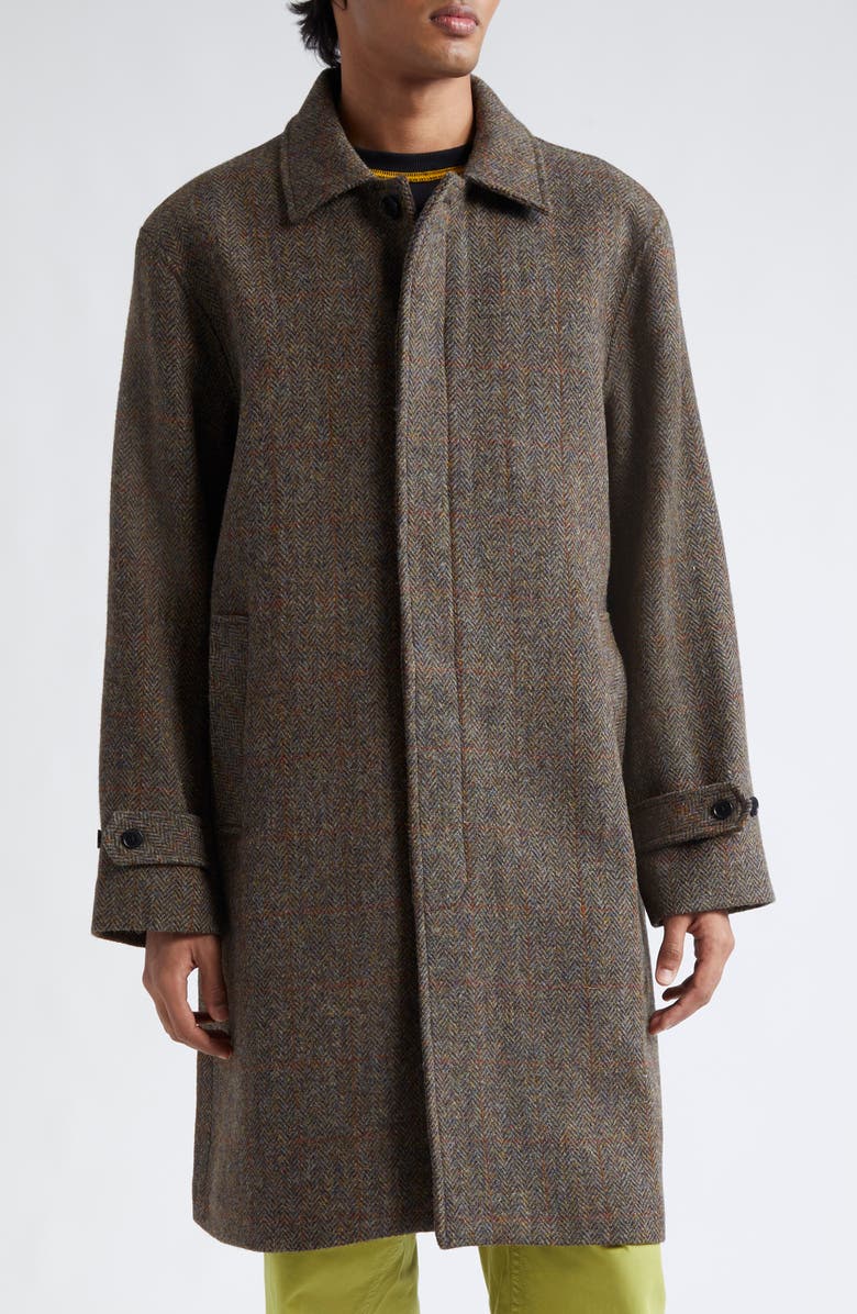PALMES Cedric Wool Herringbone Topcoat, Main, color, Brown Herringbone