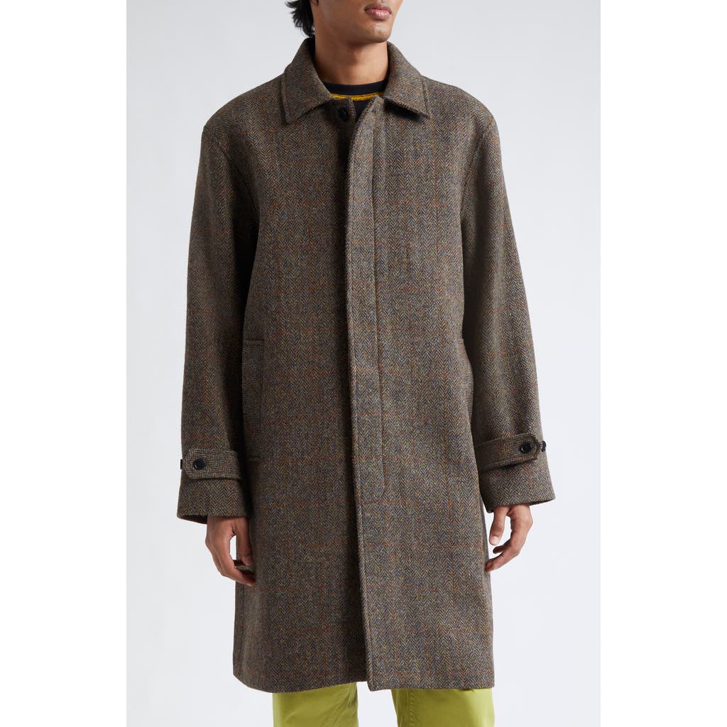 PALMES Cedric Wool Herringbone Topcoat in Brown Herringbone  product