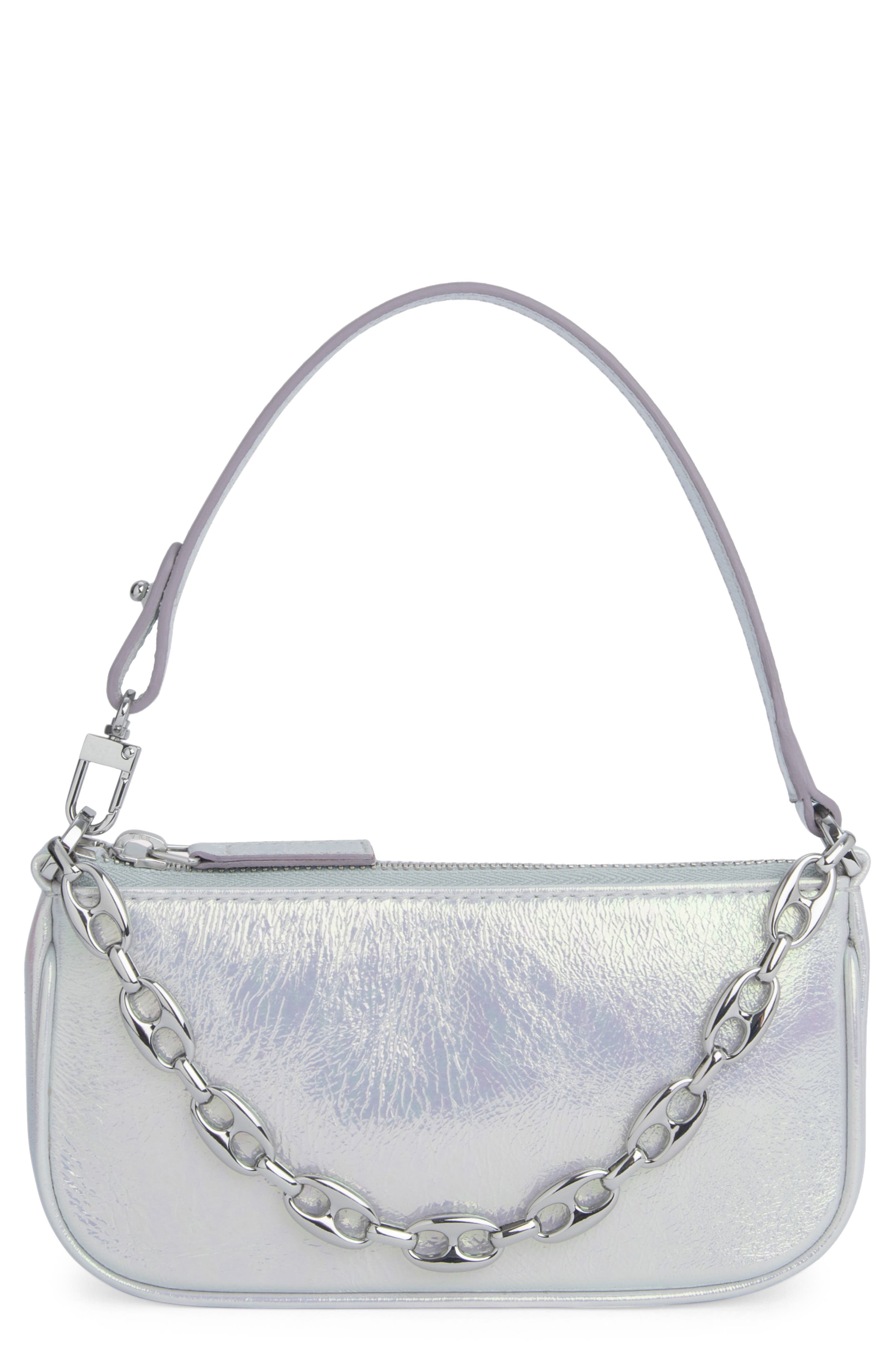 By Far Mini Rachel Metallic Leather Convertible Shoulder Bag, Main, color, 