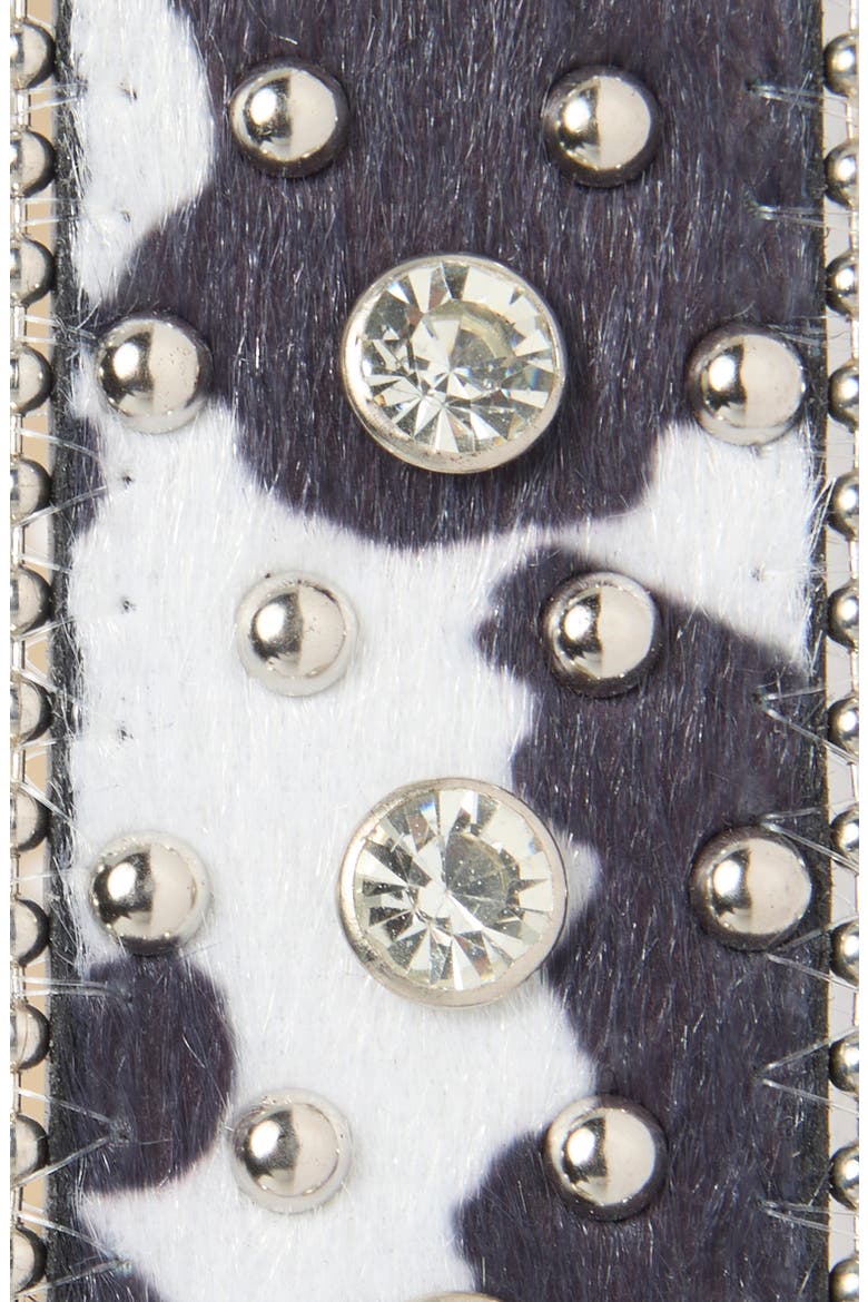 Western Studded Animal Print Belt, Alternate, color, BLACK/ WHITE