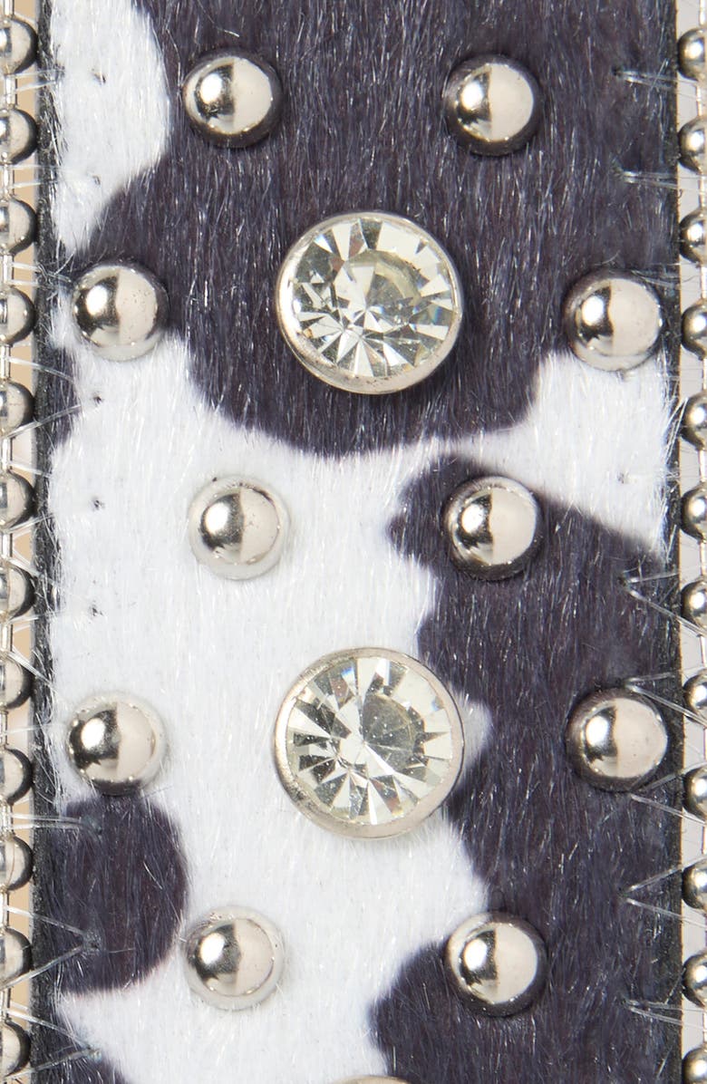 Vince Camuto Western Studded Animal Print Belt, Alternate, color, Black/ White