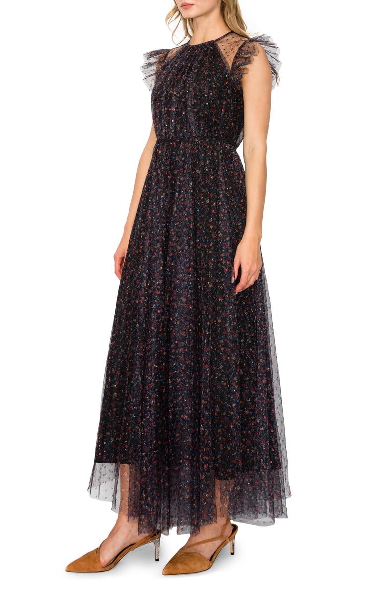 MELLODAY Flutter Sleeve Mesh Maxi Dress, Alternate, color, 