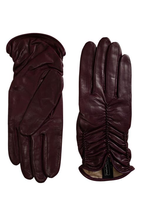 Renee Ruched Leather Gloves