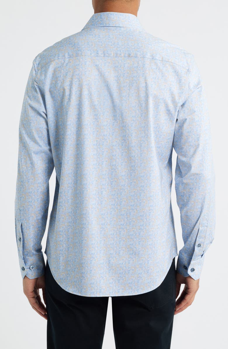 Bugatchi Jimmy OoohCotton<sup>®</sup> Abstract Print Button-Up Shirt, Alternate, color, Air Blue