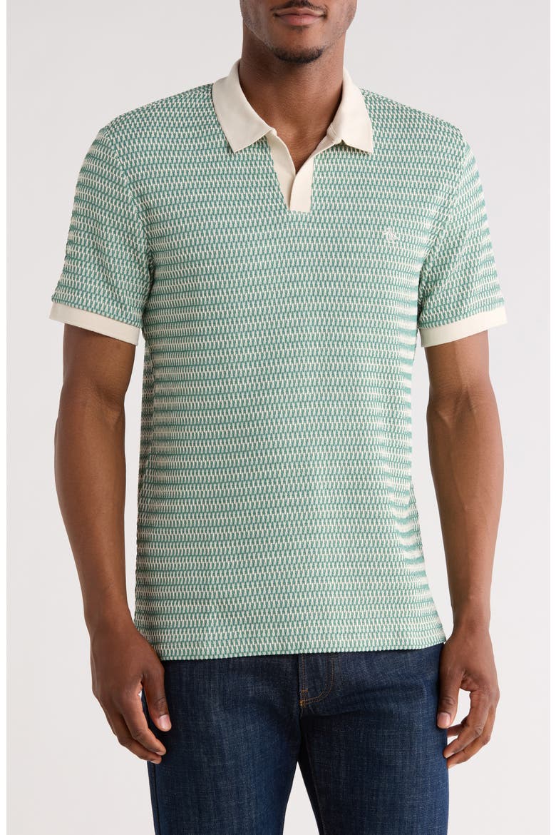 Crochet Stitch Johnny Collar Polo, Main, color, BERYL GREEN