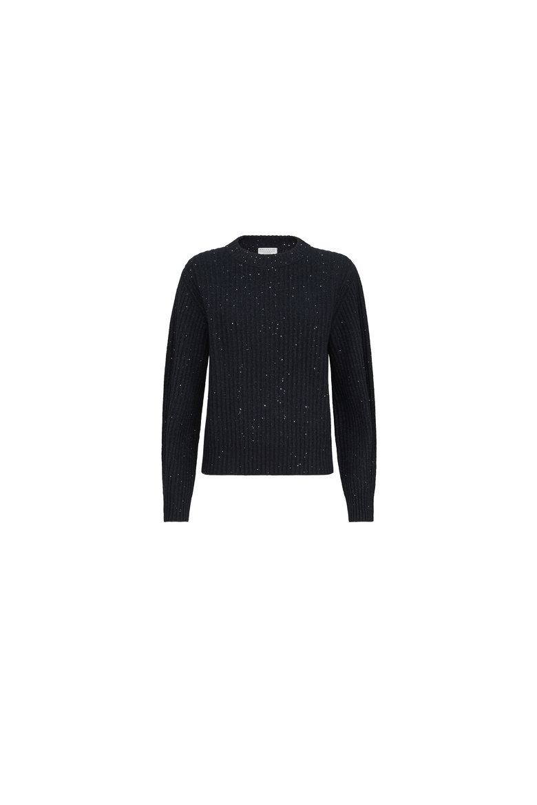 Sparkling & Dazzling cashmere and wool ribbed sweater, Alternate, color, Cobalt