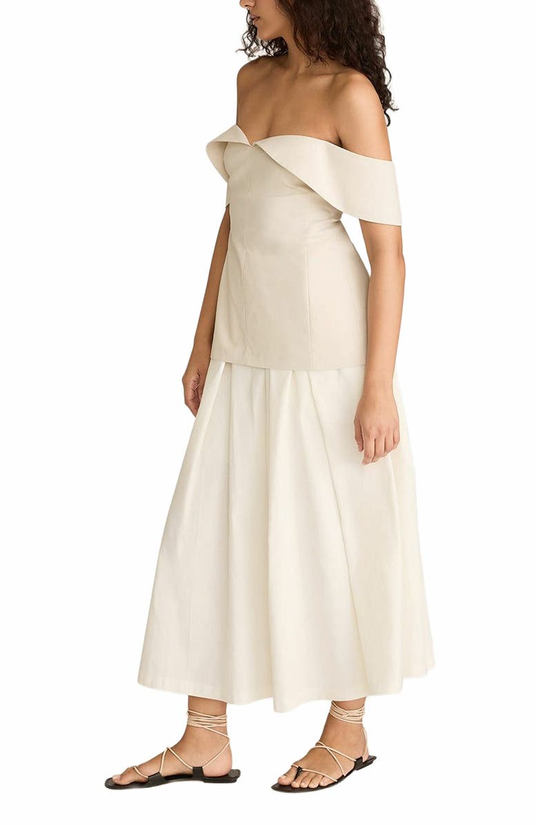 Rebecca Taylor Cotton Sateen Draped Shoulder Top, Alternate, color, Snow